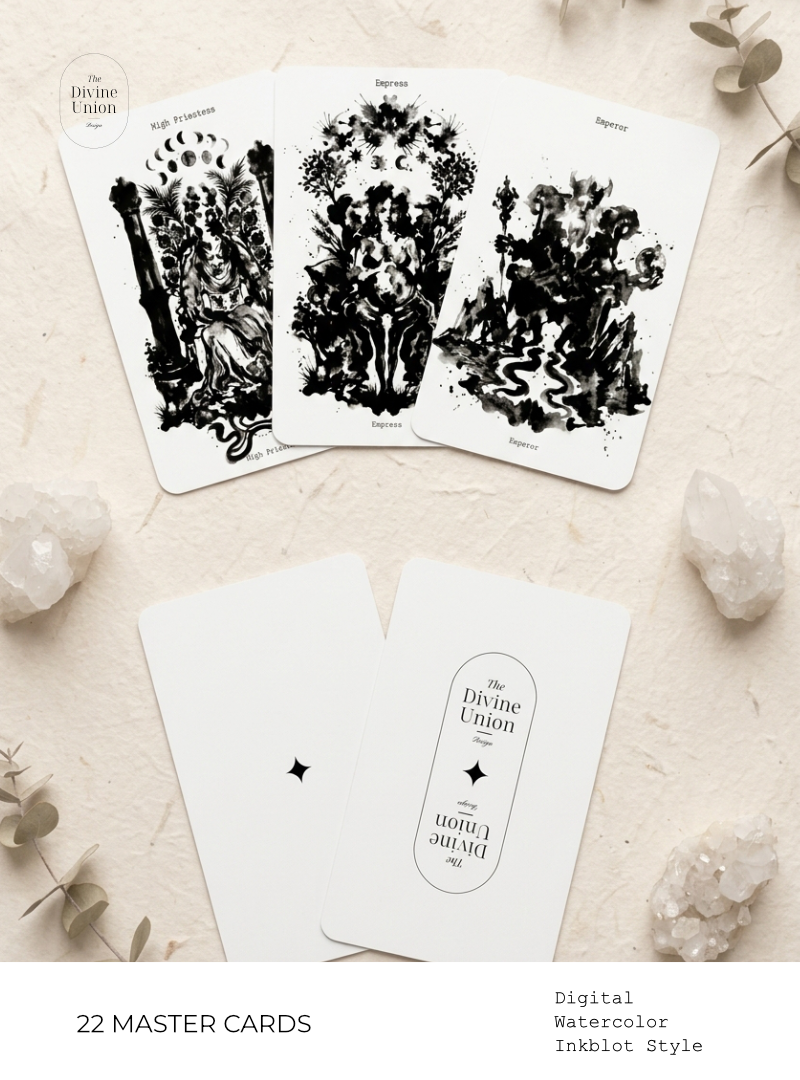 BW Watercolor Tarot – Printable Deck
